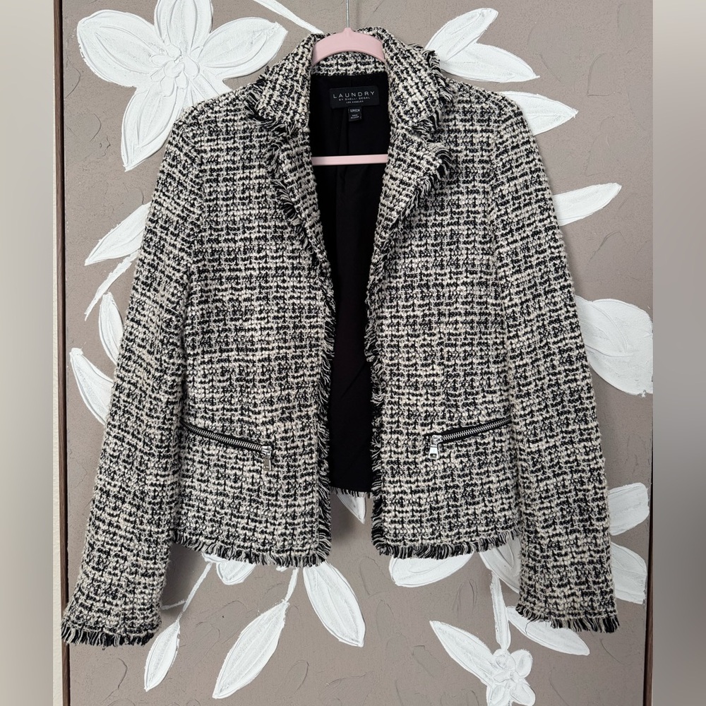 Laundry By Shelli Segal Black and White Textured Blazer